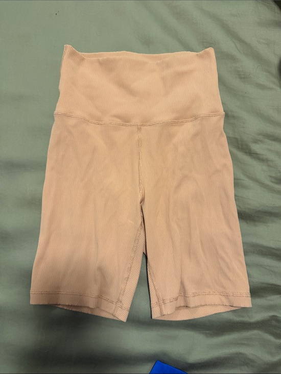 aerie Pants - High-Waist Ribbed Biker Shorts in Light Coral